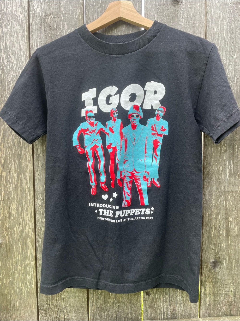Golf Wang Black Tee with Bright Blue IGOR Print